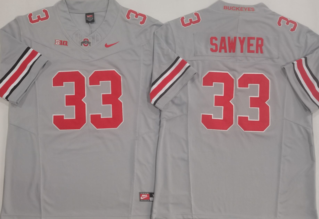 Ohio State Buckeyes GRAY #33 SAWYER Jersey