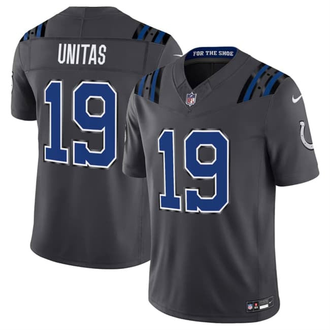 Men's Indianapolis Colts #19 Johnny Unitas Dark Gray 2026 F.U.S.E. Rivalries Collection Limited Football Stitched Jersey