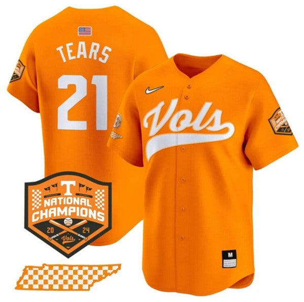 Men's Tennessee Volunteers #21 Kavares Tears Orange 2024 Champions Vapor