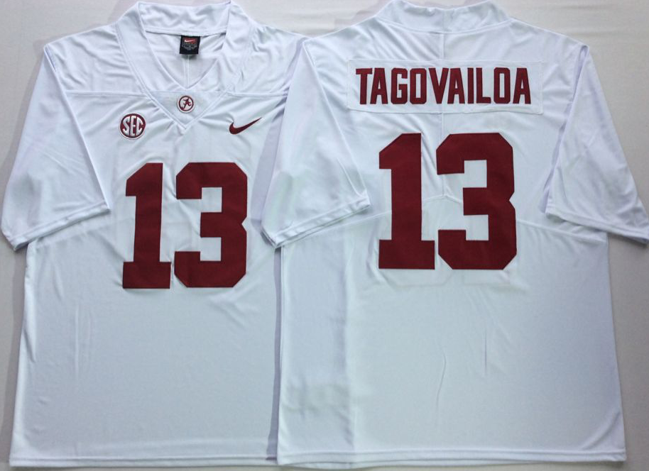 Alabama Crimson Tide White #13 TAGOVAILOA Jersey