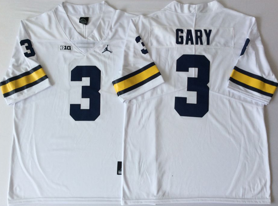Michigan Wolverines White #3 GARY Jersey