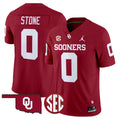 #0 David Stone Oklahoma Sooners Crimson SEC Jordan Brand Stitched Football Jersey