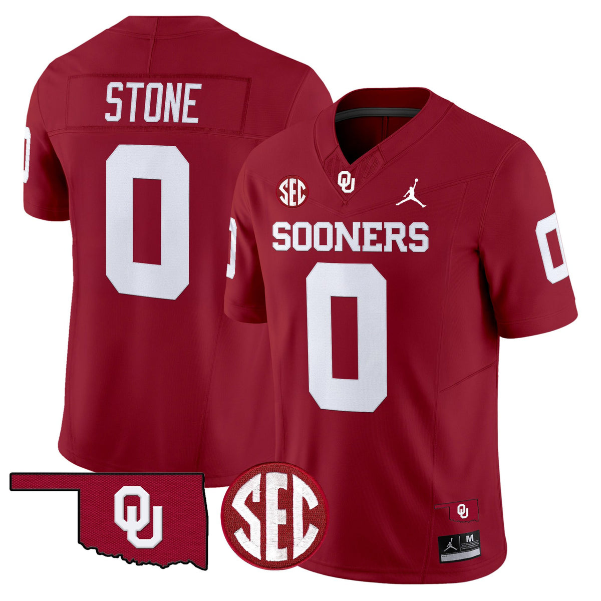 #0 David Stone Oklahoma Sooners Crimson SEC Jordan Brand Stitched Football Jersey