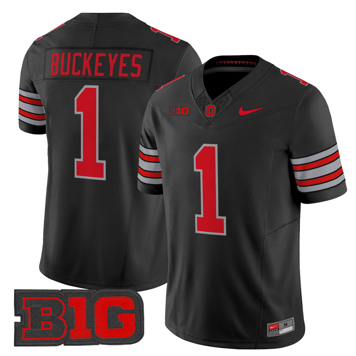 #1 Buckeyes 2026 Tunnel Vision Ohio State Black Alternate Stitched Jersey B1G Patch