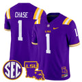 #1 Chase LSU Tigers Purple Stitched Jersey Louisiana & SEC Patch