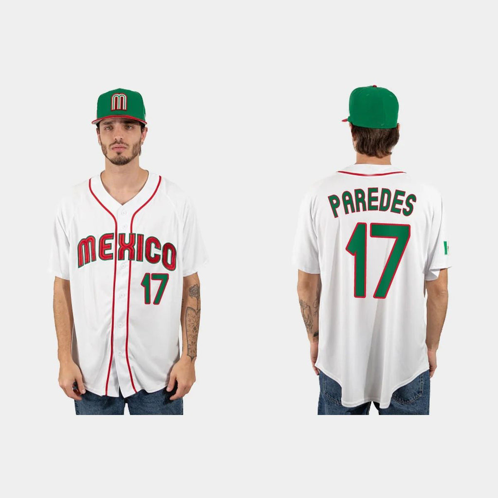 #17 ISAAC PAREDES MEXICO BASEBALL 2023 WORLD BASEBALL CLASSIC JERSEY C WHITE Stitches Baseball Jerseys