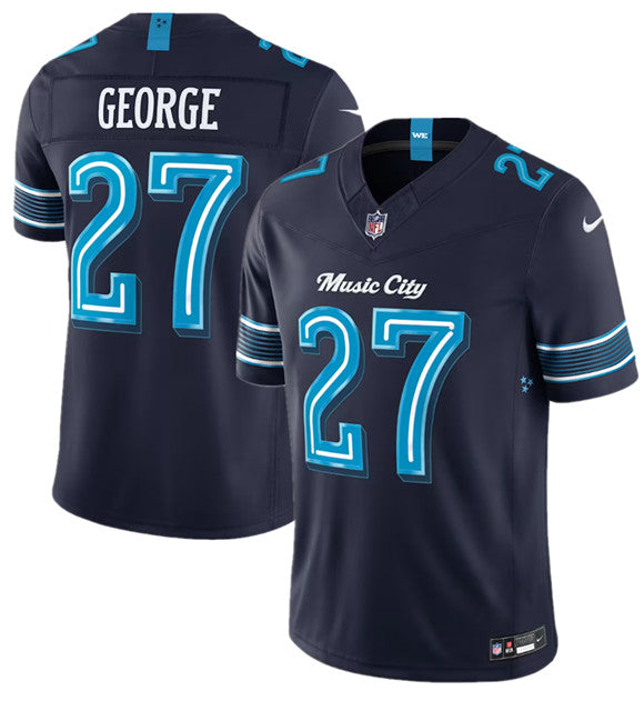 Men's Tennessee Titans #27 Eddie George Navy 2026 F.U.S.E. 'Music City' Rivalries Collection Limited Football Stitched Jersey