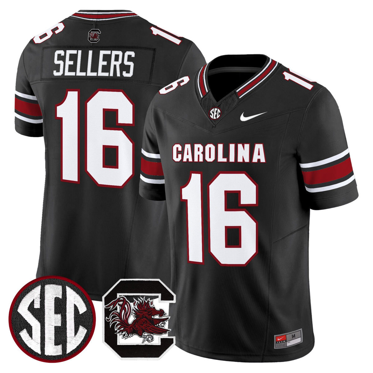 #16 Sellers South Carolina Gamecocks Black Stitched Jersey SEC Patch