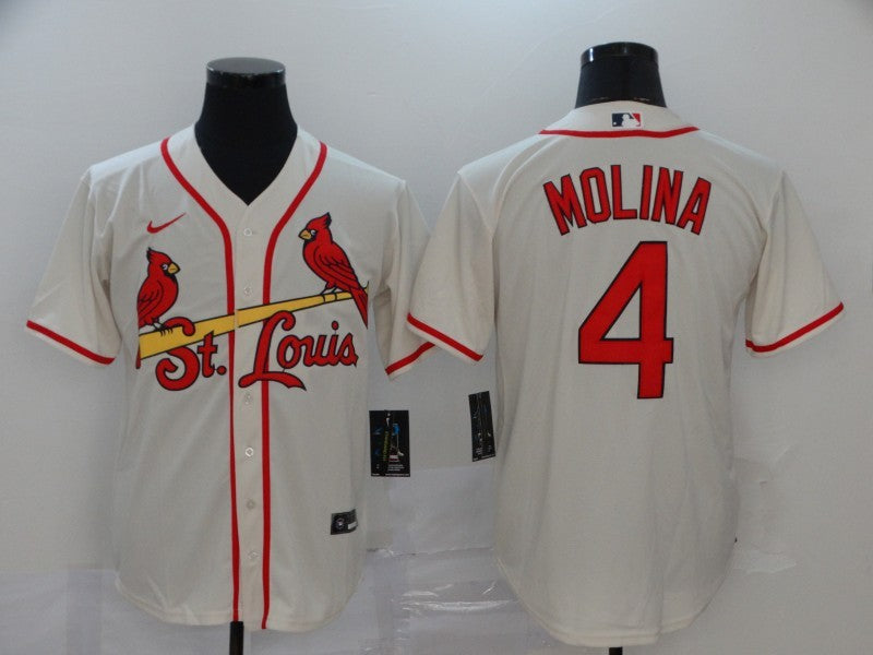#4 Men's St. Louis Cardinals Yadier Molina  Cream Alternate JerseyBeige