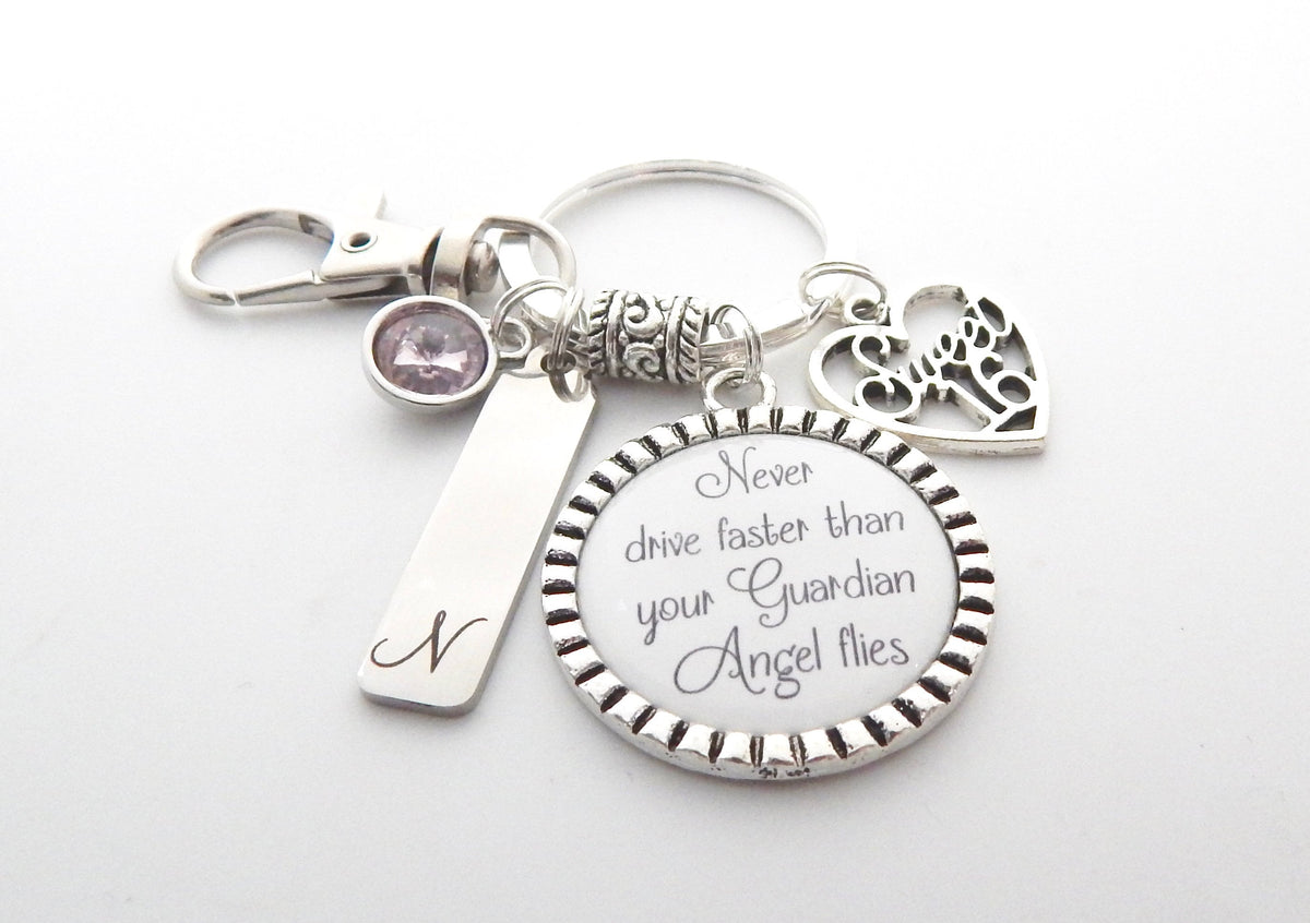 Personalized Sweet 16 New Driver Keychain-Guardian Angel Keychain-Sweet 16 Gift-New Driver Keychain-gift ideas Driver-Driver Gift for her