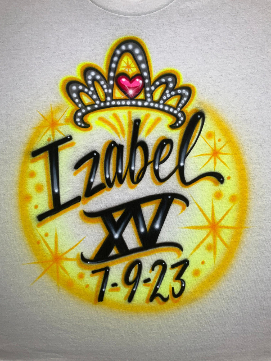 Airbrush T-shirt * Tiara * Quince * 15 * XV * Sweet 16