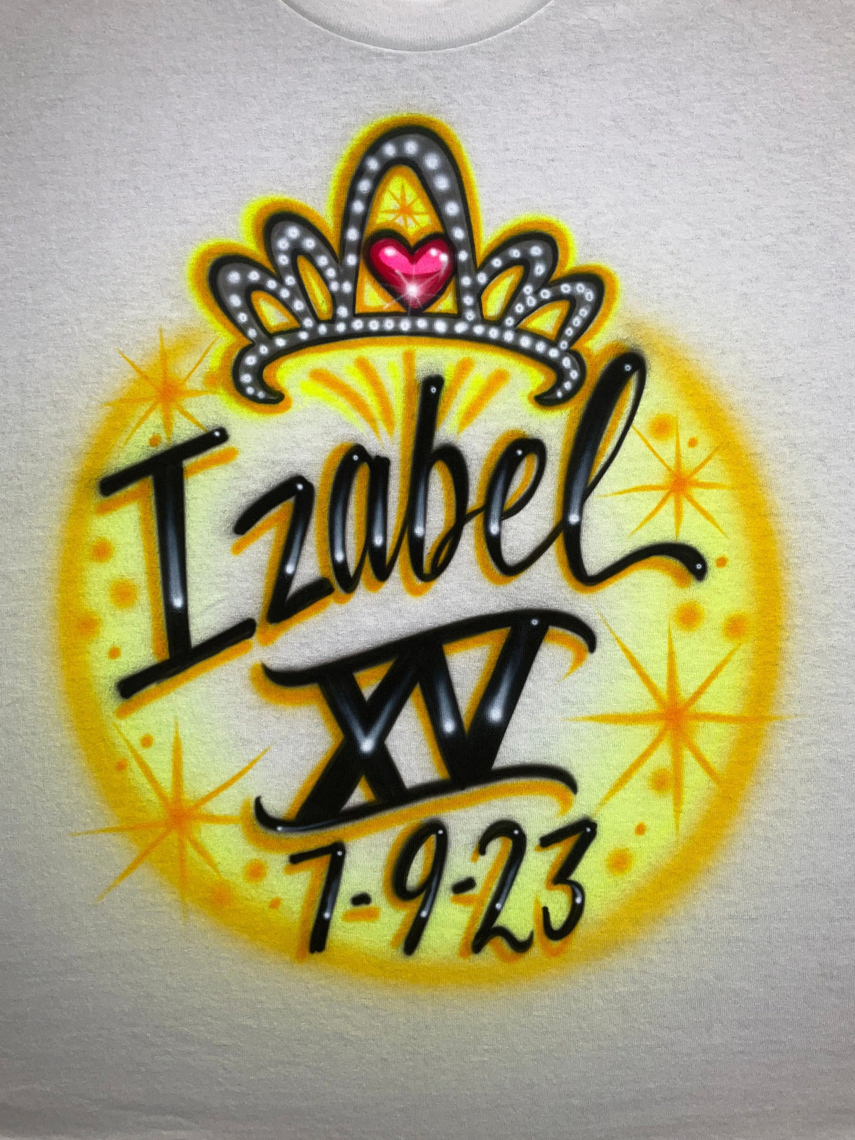 Airbrush T-shirt * Tiara * Quince * 15 * XV * Sweet 16