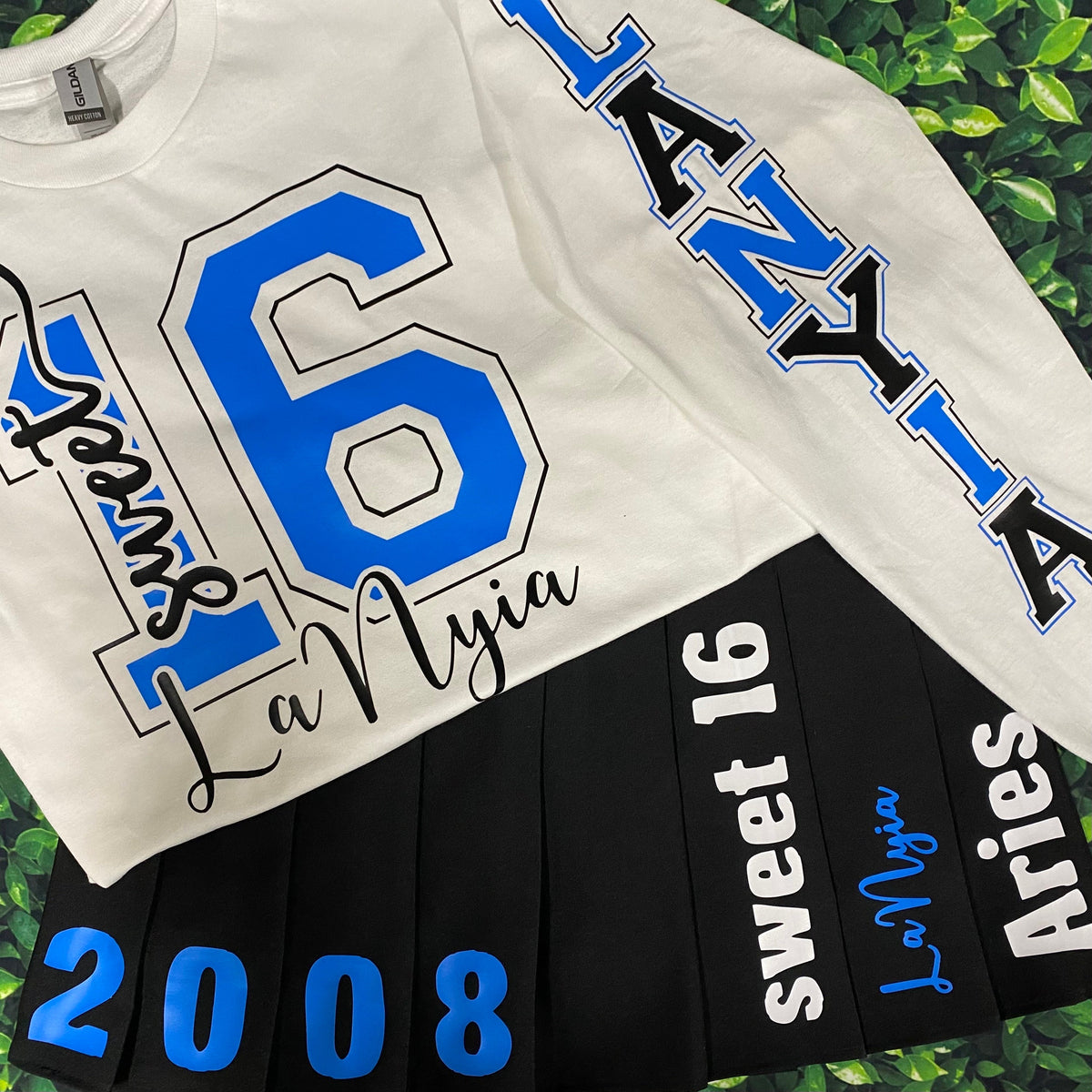 Personalized Glitter Birthday, Sweet 16 - Short Sleeve T-shirt, Long sleeve T-shirt, Sweatshirt or Hoodie - Skirt also available