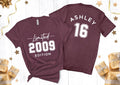 16th Birthday Shirt, Limited Edition 2009 T-Shirt, Personalized Shirt, Cute Birthday Shirt For Daughter, Sweet Sixteen Shirt Gift For Her