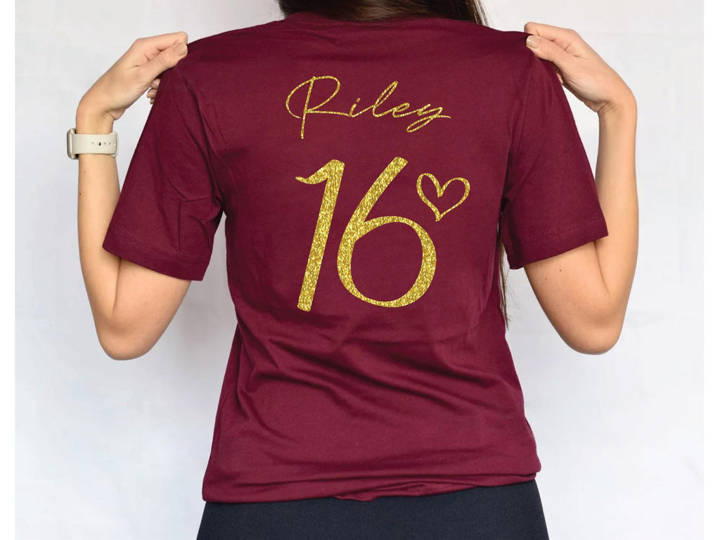 Custom 16th Birthday Glitter Shirt, Sweet Since 2009 Shirt, Personalized 16th Party Shirt For Daughter Niece Sister, Gift For Birthday
