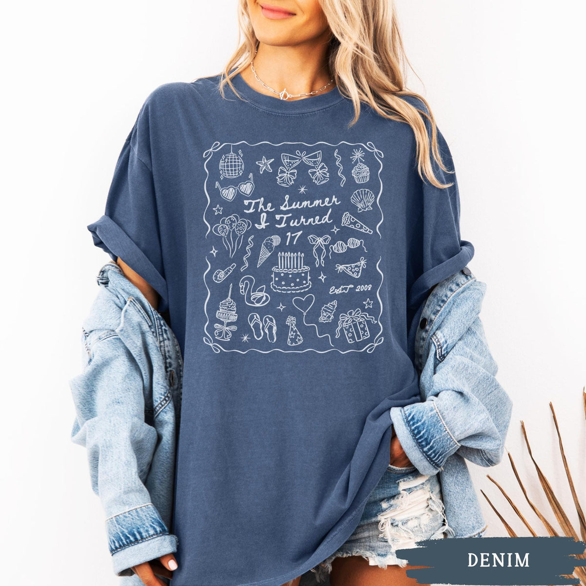 17th Birthday Shirt, Comfort Colors Summer I Turned 17 Bday Party Tee, Custom Seventeenth Birthday Gift, Coastal Beach Teen Summer Birthday