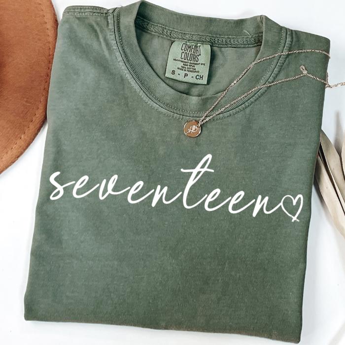 17th Birthday Tee, Female Birthday Shirt, Custom Birthday Gift, Teen Birthday Shirt, 17 Years Old Tee, Seventeen Birthday Tee