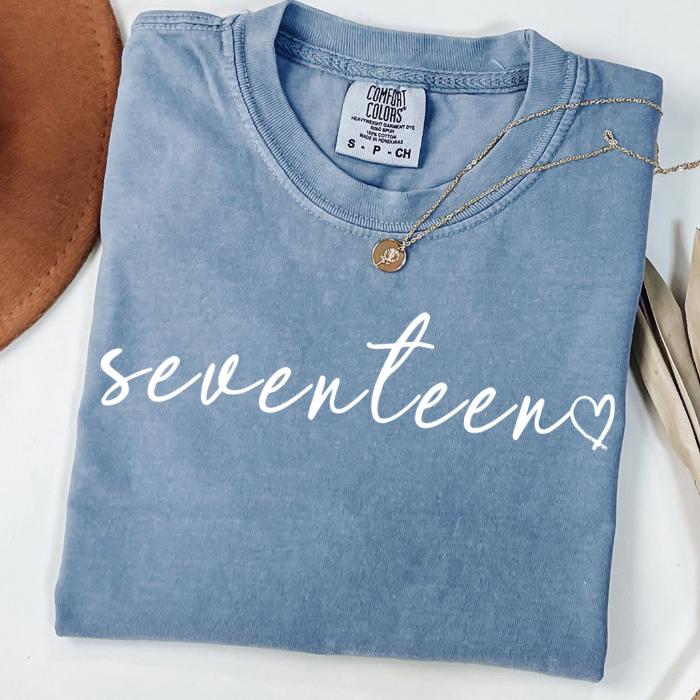 17th Birthday Tee, Female Birthday Shirt, Custom Birthday Gift, Teen Birthday Shirt, 17 Years Old Tee, Seventeen Birthday Tee