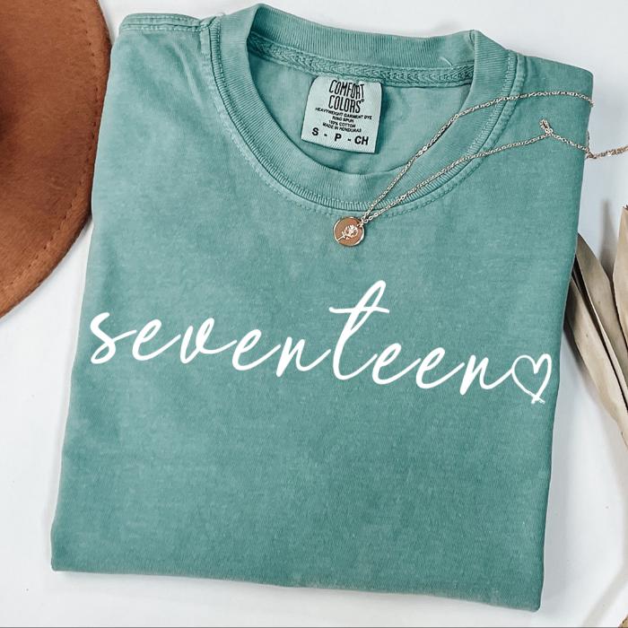 17th Birthday Tee, Female Birthday Shirt, Custom Birthday Gift, Teen Birthday Shirt, 17 Years Old Tee, Seventeen Birthday Tee