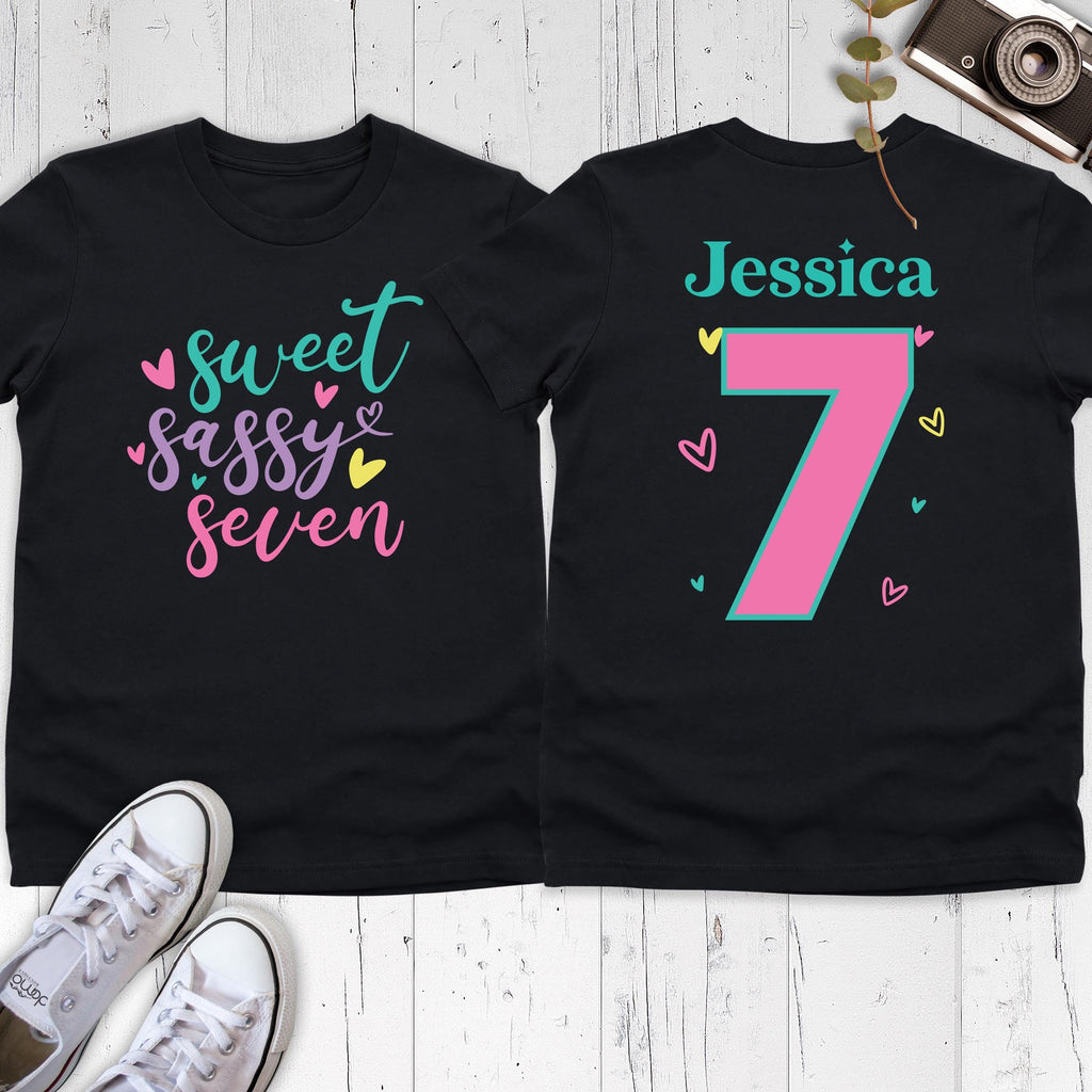 Sweet Sassy Seven Birthday Shirt, 7th Girl Birthday Queen Tshirt, Custom Seventh Birthday Shirt, Birthday Party Shirt, Its my Birthday Tee