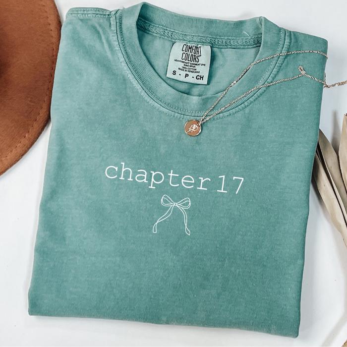 Coquette Bow 17th Birthday Shirts: Personalized Comfort Colors Tee, Gifts For 17 Year Old Teenage Girl, Chapter 17 Year Old Girl Gift Idea