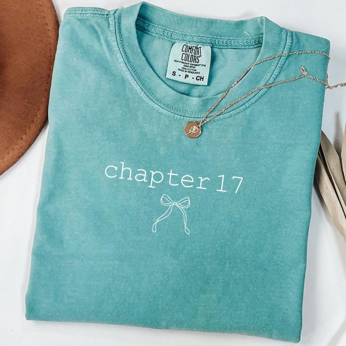 Coquette Bow 17th Birthday Shirts: Personalized Comfort Colors Tee, Gifts For 17 Year Old Teenage Girl, Chapter 17 Year Old Girl Gift Idea