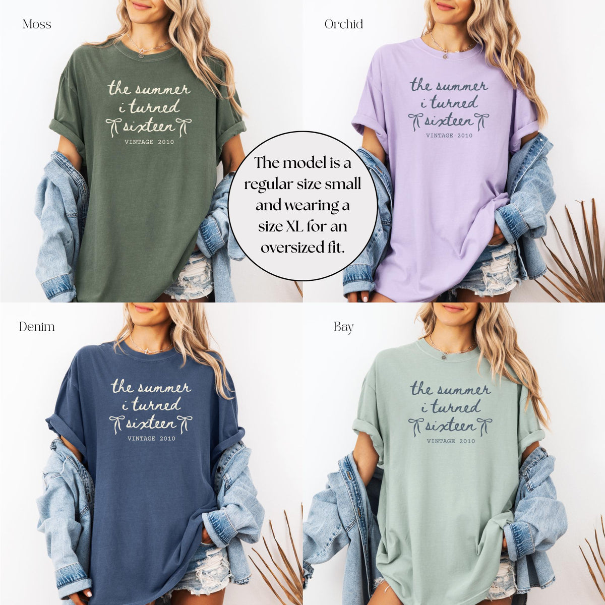 Custom 16th Birthday Shirt Girl, Comfort Colors Summer I Turned 16 Bday Party Tee, Sweet 16 Birthday Gifts for Daughter, Birthday Bow Shirt