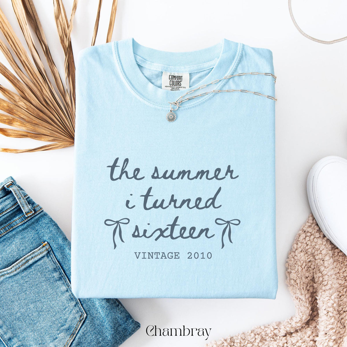 Custom 16th Birthday Shirt Girl, Comfort Colors Summer I Turned 16 Bday Party Tee, Sweet 16 Birthday Gifts for Daughter, Birthday Bow Shirt