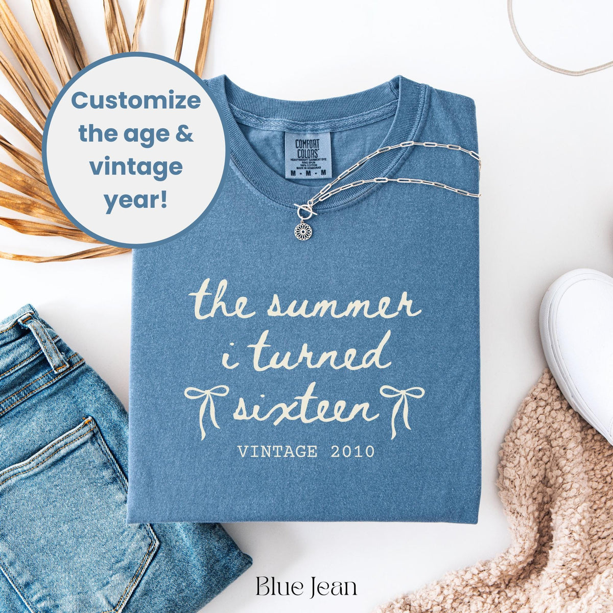 Custom 16th Birthday Shirt Girl, Comfort Colors Summer I Turned 16 Bday Party Tee, Sweet 16 Birthday Gifts for Daughter, Birthday Bow Shirt