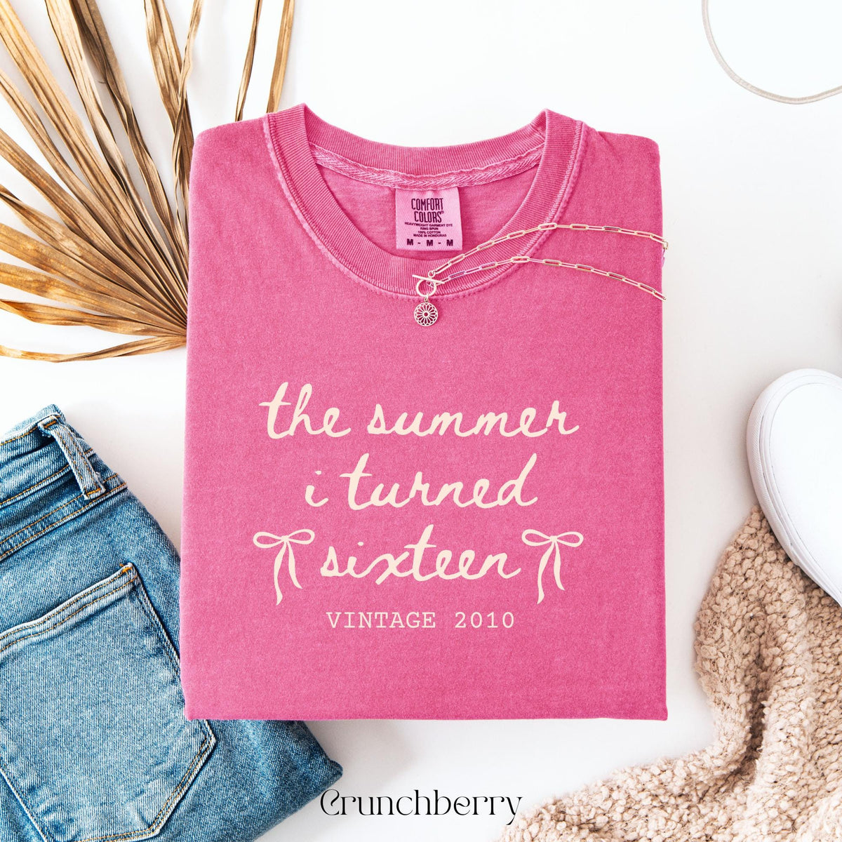 Custom 16th Birthday Shirt Girl, Comfort Colors Summer I Turned 16 Bday Party Tee, Sweet 16 Birthday Gifts for Daughter, Birthday Bow Shirt