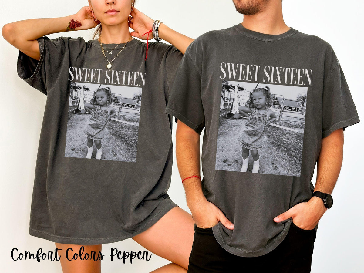 Sweet Sixteen Comfort Colors Shirt - 16th Birthday Gifts, Birthday Trip, Group Turning 16 Bday Celebration Party Outfits, Unisex Tee