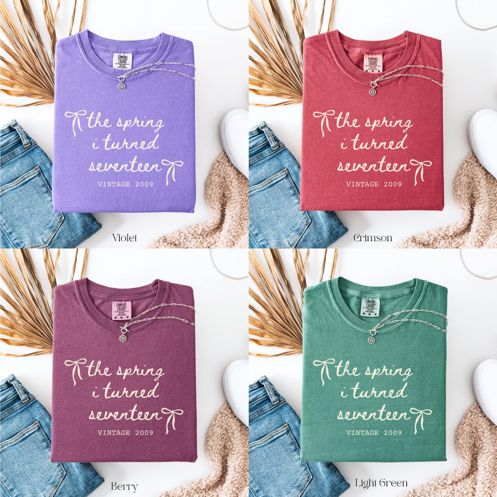 Custom 17th Birthday Shirt Girl, Comfort Colors Spring I Turned 17 Bday Party Tee, 17th Birthday Gift Girls, 17th Birthday Party TShirt