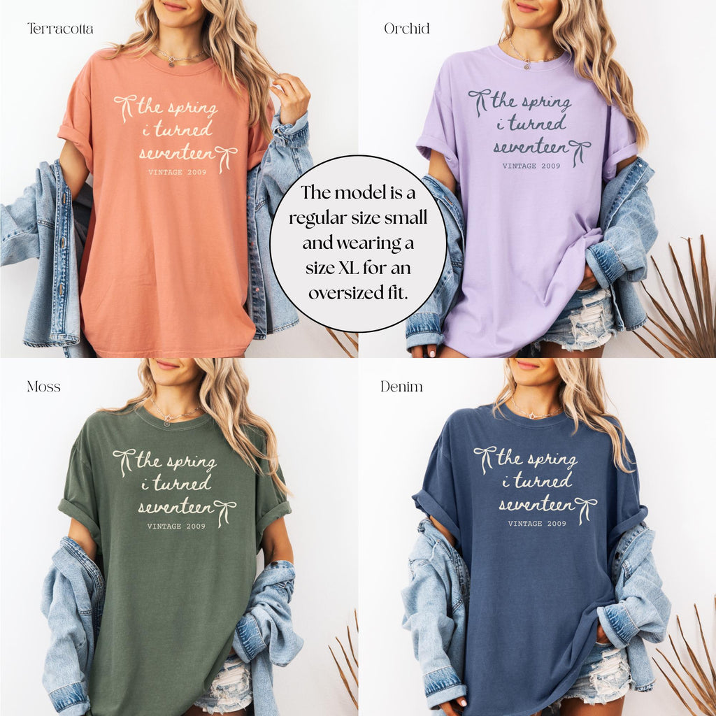 Custom 17th Birthday Shirt Girl, Comfort Colors Spring I Turned 17 Bday Party Tee, 17th Birthday Gift Girls, 17th Birthday Party TShirt