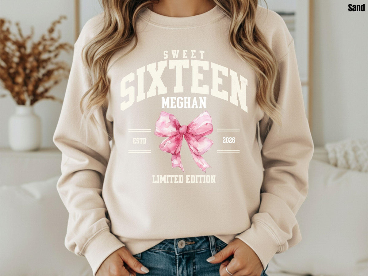 Personalized Sweet Sixteen Shirt - sweet 16 sweatshirt - Sweet 16 gifts - 16th birthday gift girl