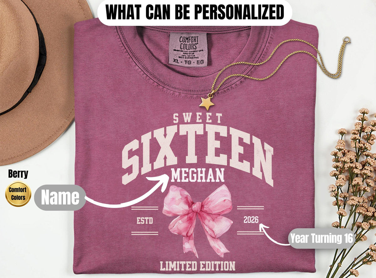 Personalized Sweet Sixteen Shirt - sweet 16 sweatshirt - Sweet 16 gifts - 16th birthday gift girl