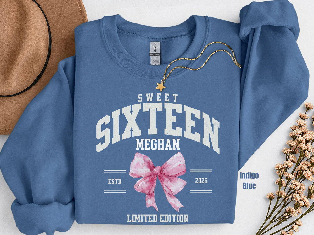 Personalized Sweet Sixteen Shirt - sweet 16 sweatshirt - Sweet 16 gifts - 16th birthday gift girl