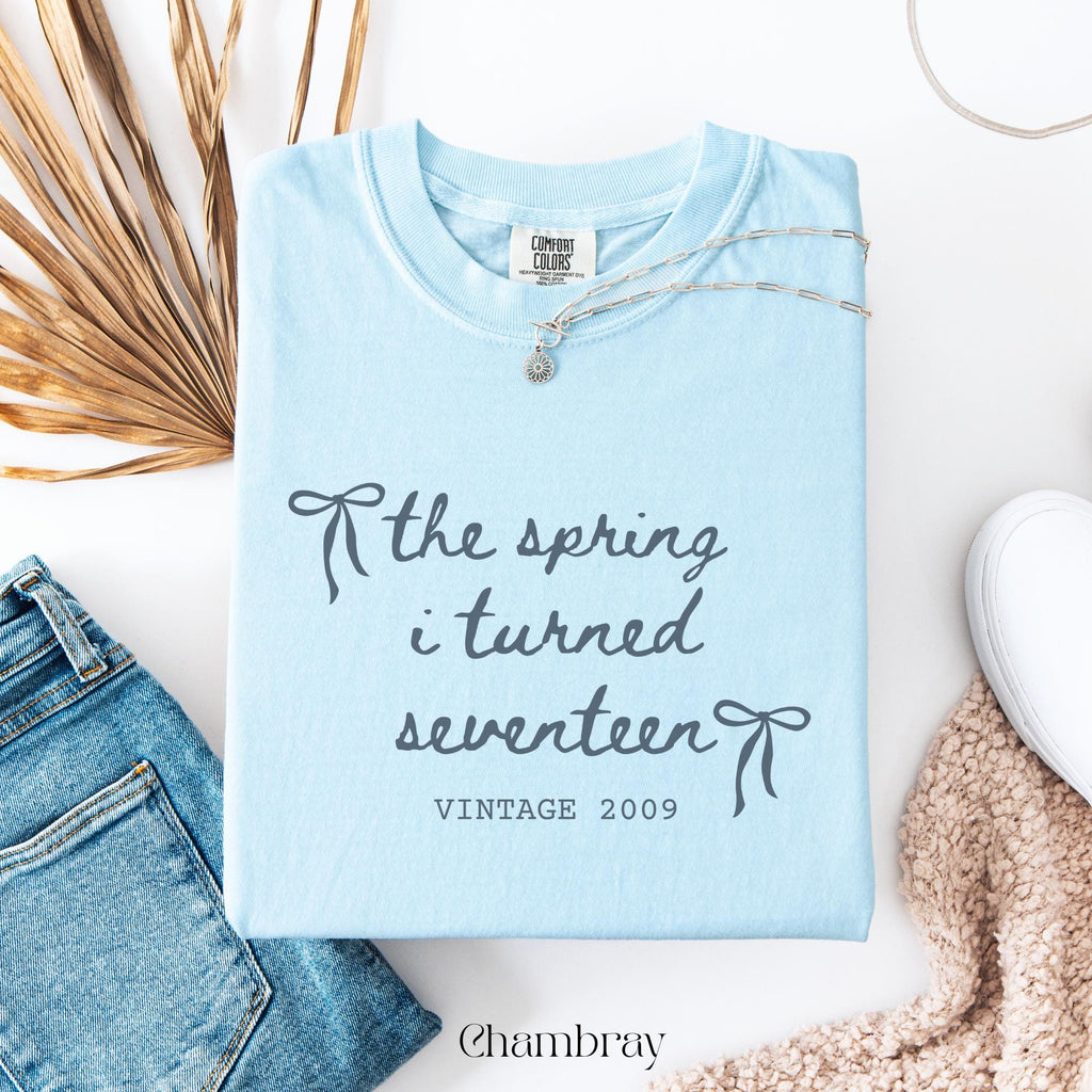 Custom 17th Birthday Shirt Girl, Comfort Colors Spring I Turned 17 Bday Party Tee, 17th Birthday Gift Girls, 17th Birthday Party TShirt