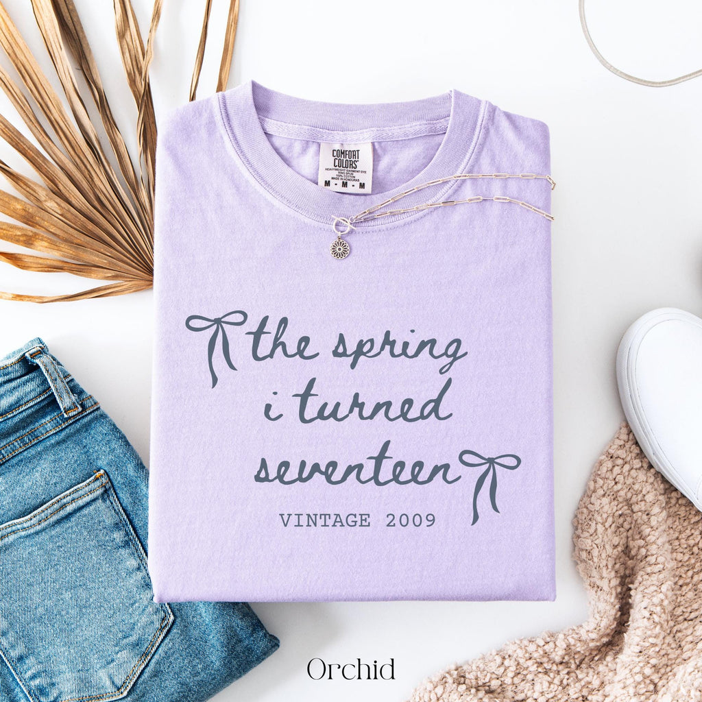 Custom 17th Birthday Shirt Girl, Comfort Colors Spring I Turned 17 Bday Party Tee, 17th Birthday Gift Girls, 17th Birthday Party TShirt