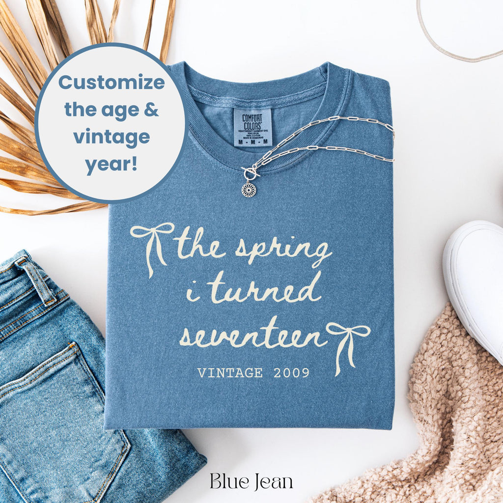 Custom 17th Birthday Shirt Girl, Comfort Colors Spring I Turned 17 Bday Party Tee, 17th Birthday Gift Girls, 17th Birthday Party TShirt