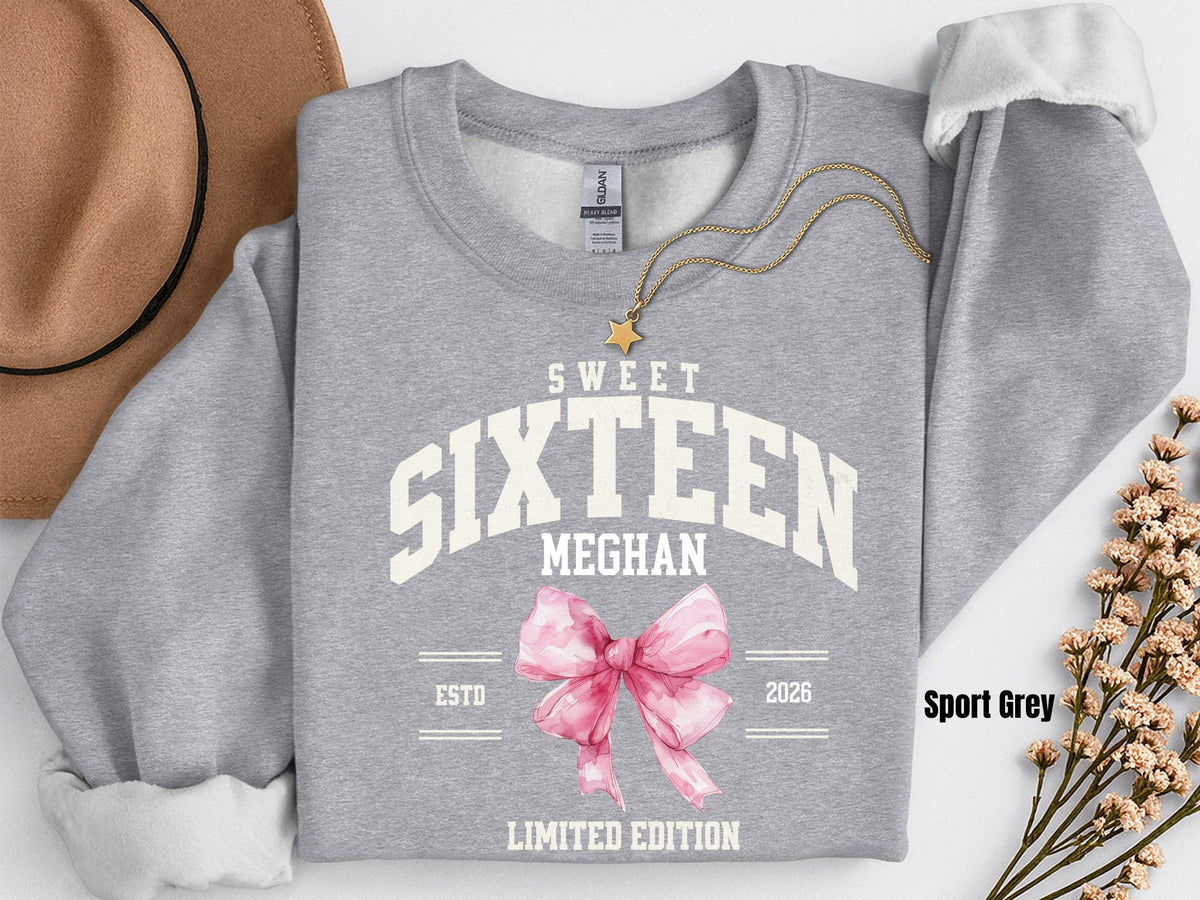 Personalized Sweet Sixteen Shirt - sweet 16 sweatshirt - Sweet 16 gifts - 16th birthday gift girl
