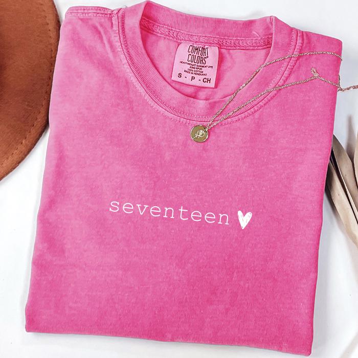 17th Birthday Shirt: Personalized Comfort Colors Tee, Gifts For 17 Year Old Teenage Girl, 17 Year Old Girl Gift Ideas, 17 Birthday Gifts