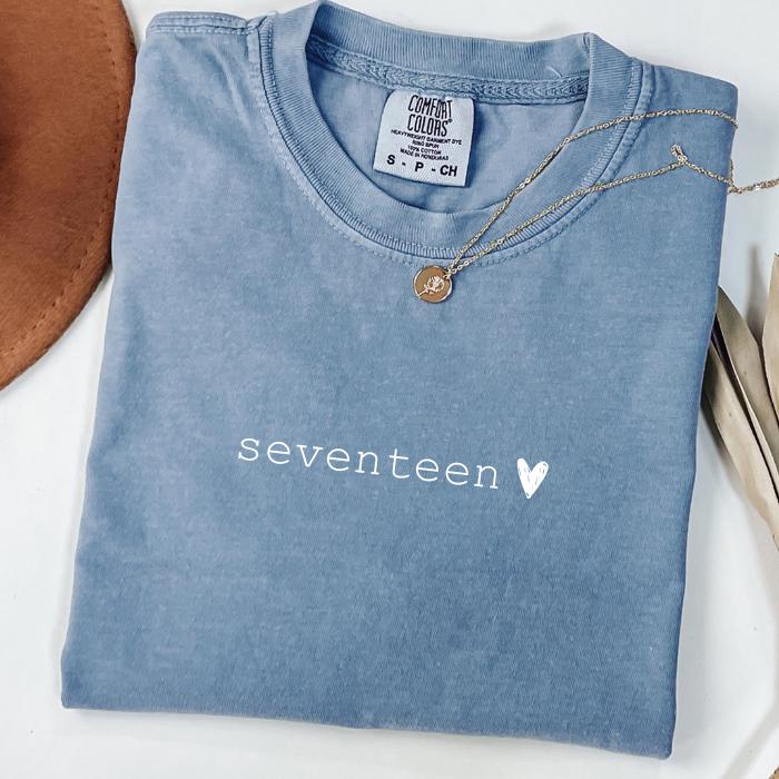 17th Birthday Shirt: Personalized Comfort Colors Tee, Gifts For 17 Year Old Teenage Girl, 17 Year Old Girl Gift Ideas, 17 Birthday Gifts