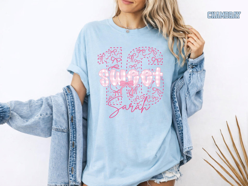 Comfort Colors® Custom Sweet 16 Shirt Coquette Bow Long Sleeve Girl 2010 Birthday Gift