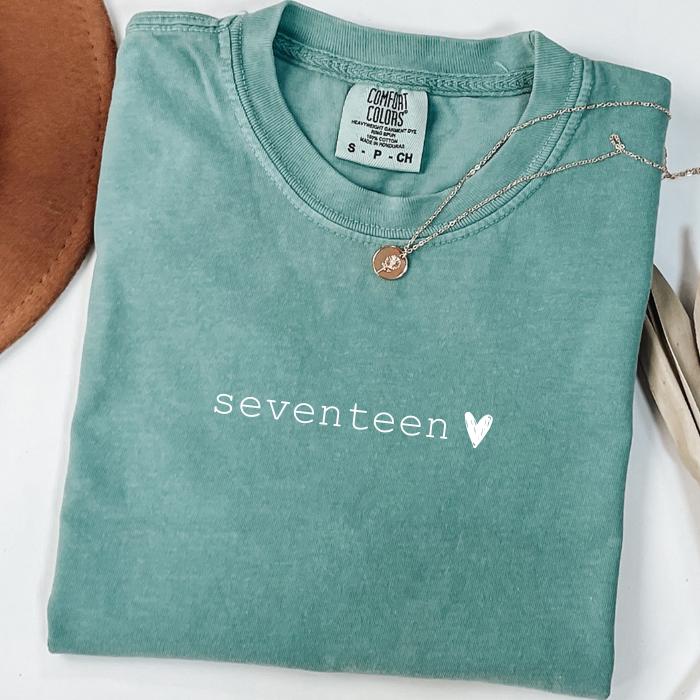 17th Birthday Shirt: Personalized Comfort Colors Tee, Gifts For 17 Year Old Teenage Girl, 17 Year Old Girl Gift Ideas, 17 Birthday Gifts
