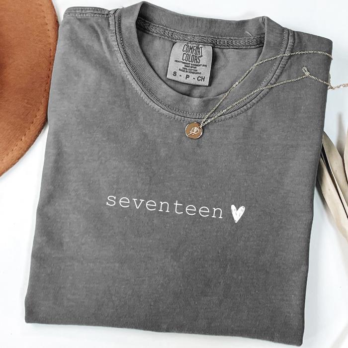 17th Birthday Shirt: Personalized Comfort Colors Tee, Gifts For 17 Year Old Teenage Girl, 17 Year Old Girl Gift Ideas, 17 Birthday Gifts