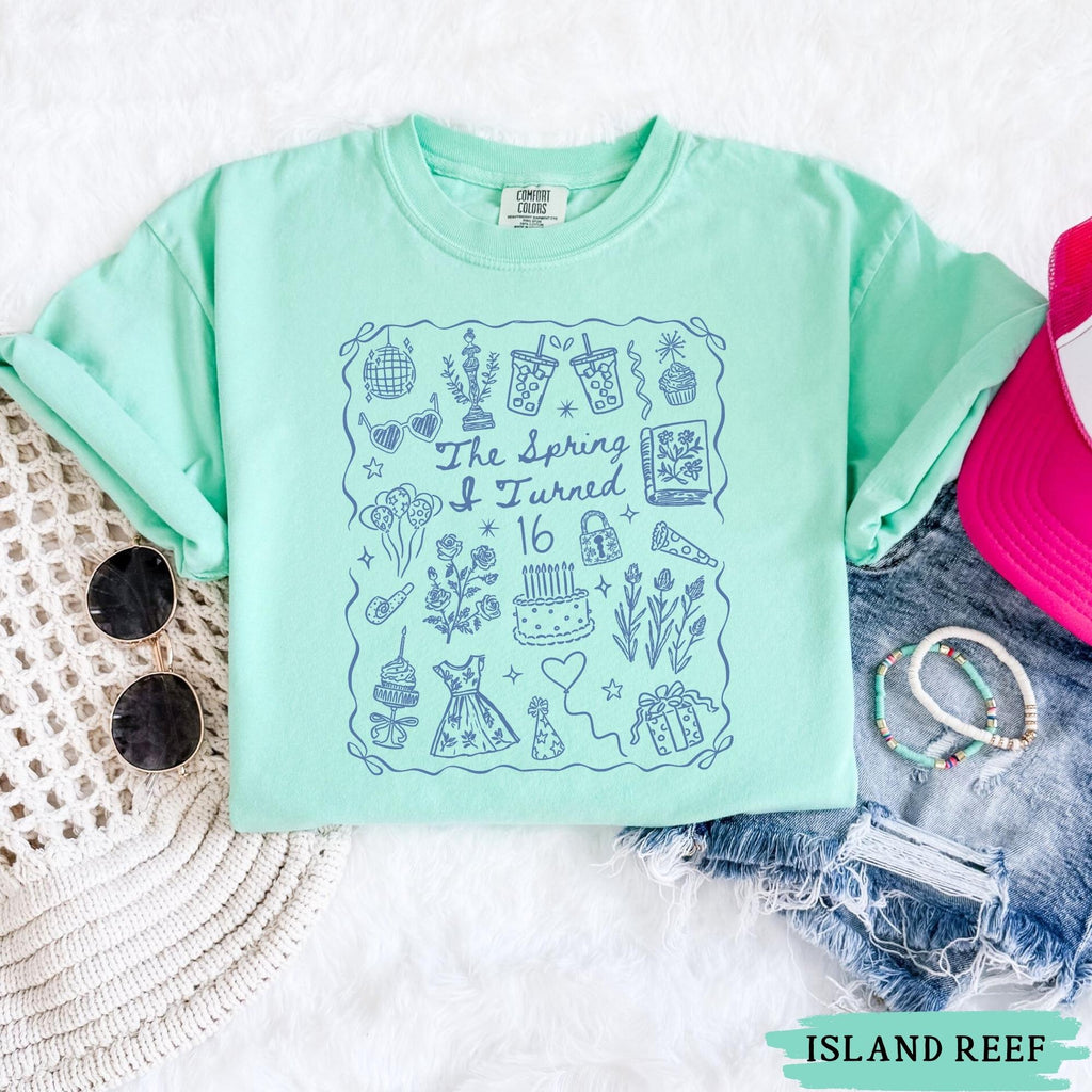 Custom 17th Birthday Girl Shirt, Pretty Teen Birthday Party Tee, Spring I Turned 17 Comfort Colors Birthday Outfit, Long Sleeve Tshirt