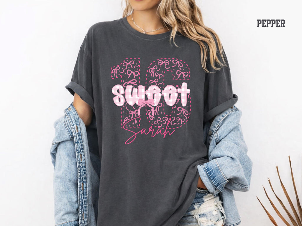 Comfort Colors® Custom Sweet 16 Shirt Coquette Bow Long Sleeve Girl 2010 Birthday Gift