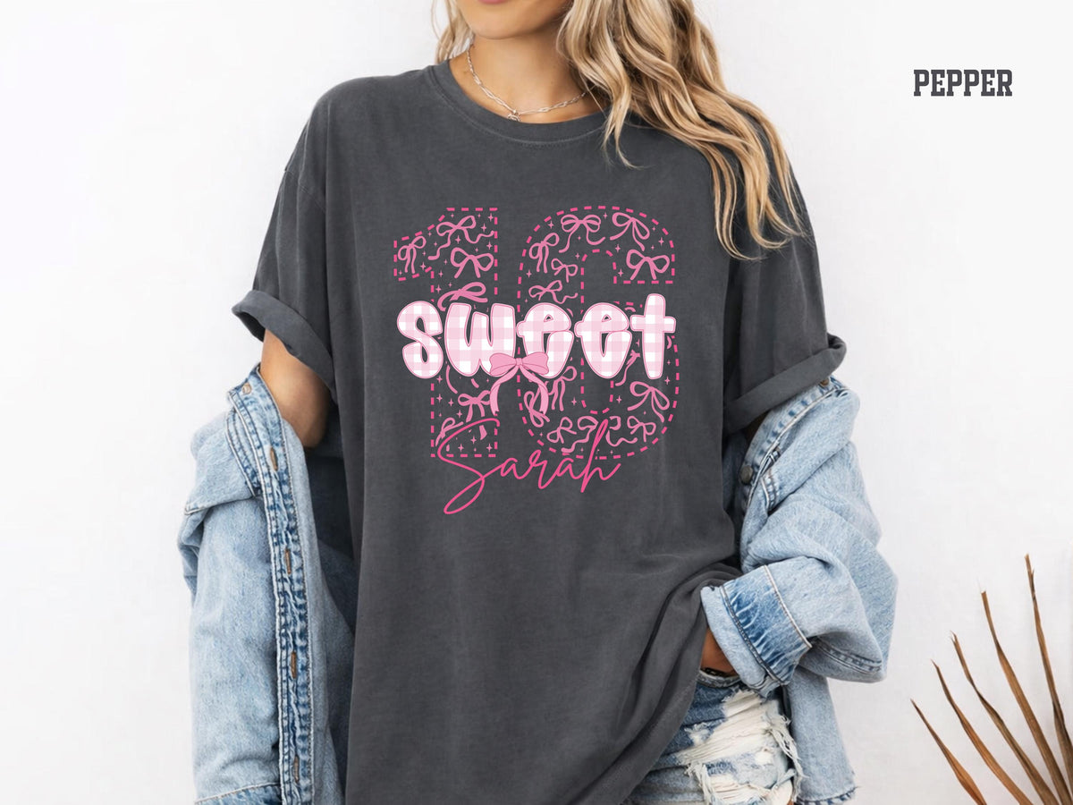 Comfort Colors® Custom Sweet 16 Shirt Coquette Bow Long Sleeve Girl 2010 Birthday Gift