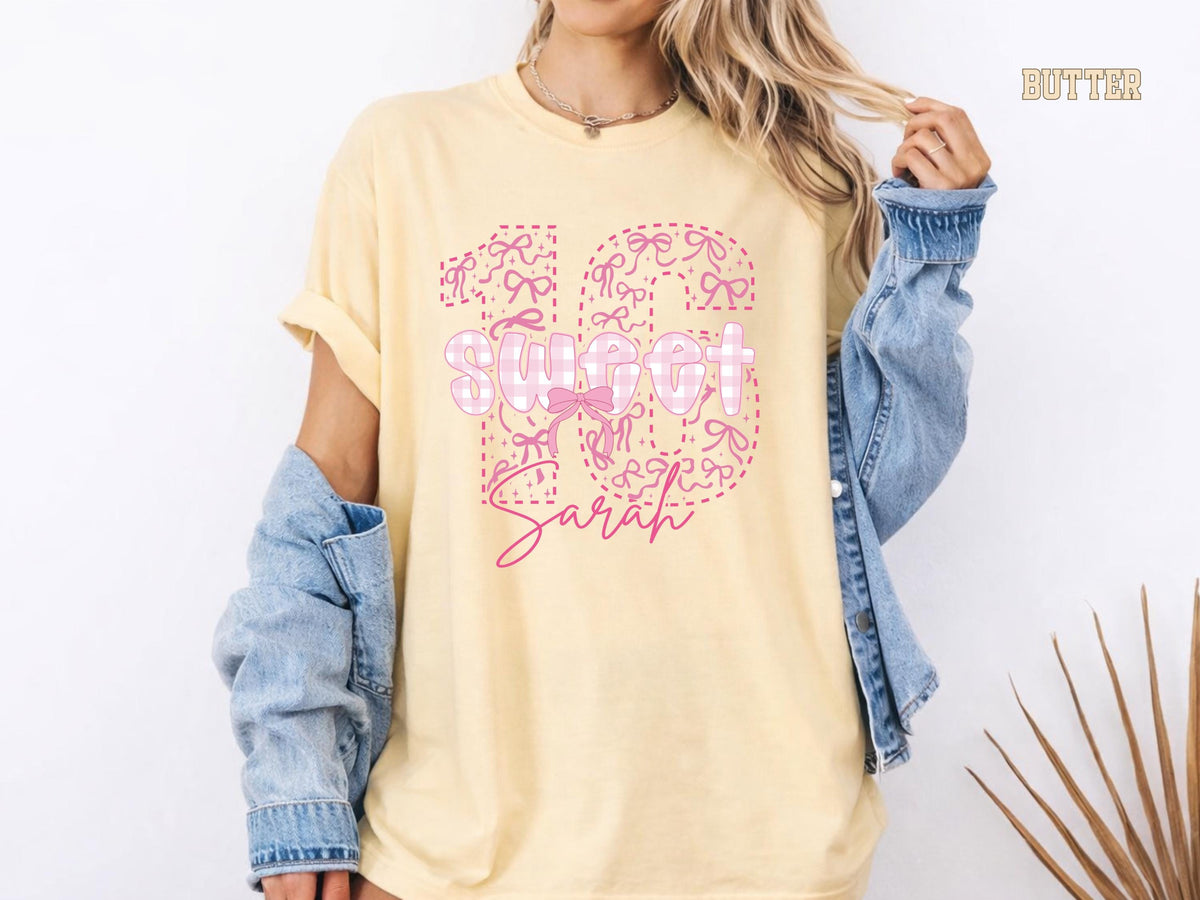 Comfort Colors® Custom Sweet 16 Shirt Coquette Bow Long Sleeve Girl 2010 Birthday Gift