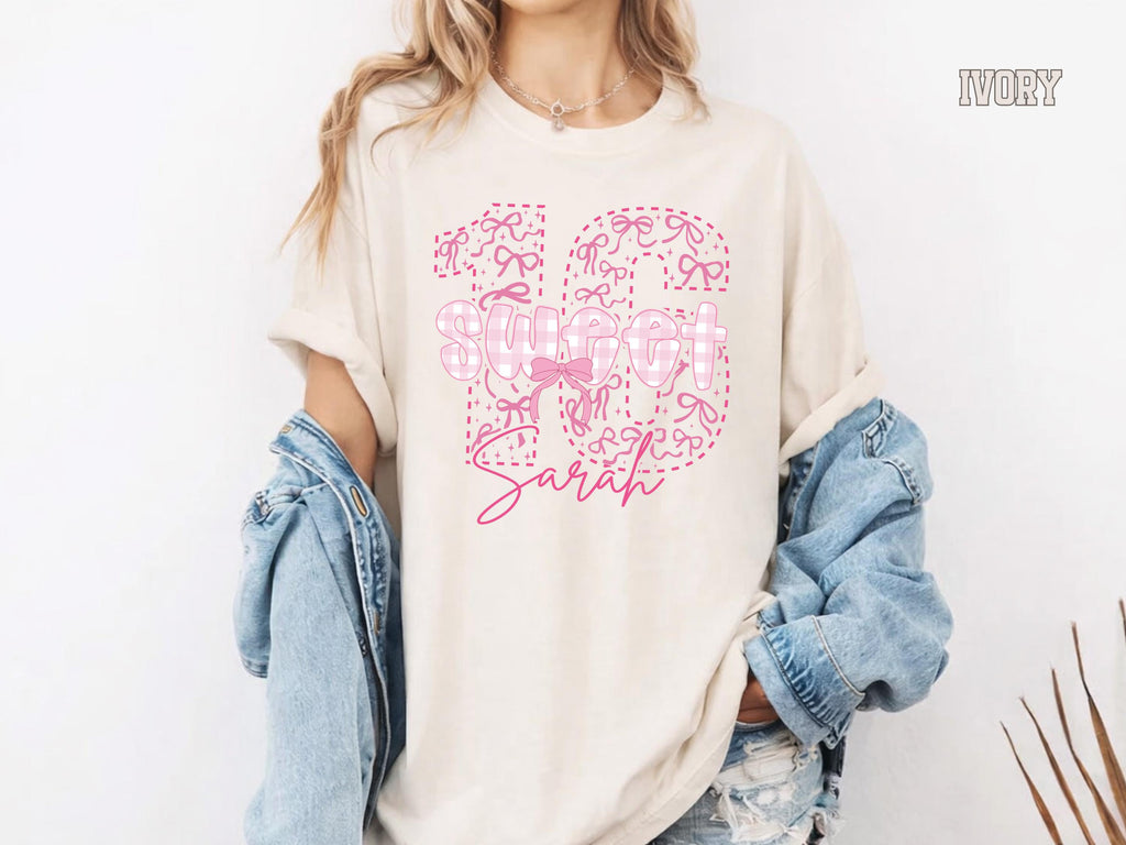 Comfort Colors® Custom Sweet 16 Shirt Coquette Bow Long Sleeve Girl 2010 Birthday Gift